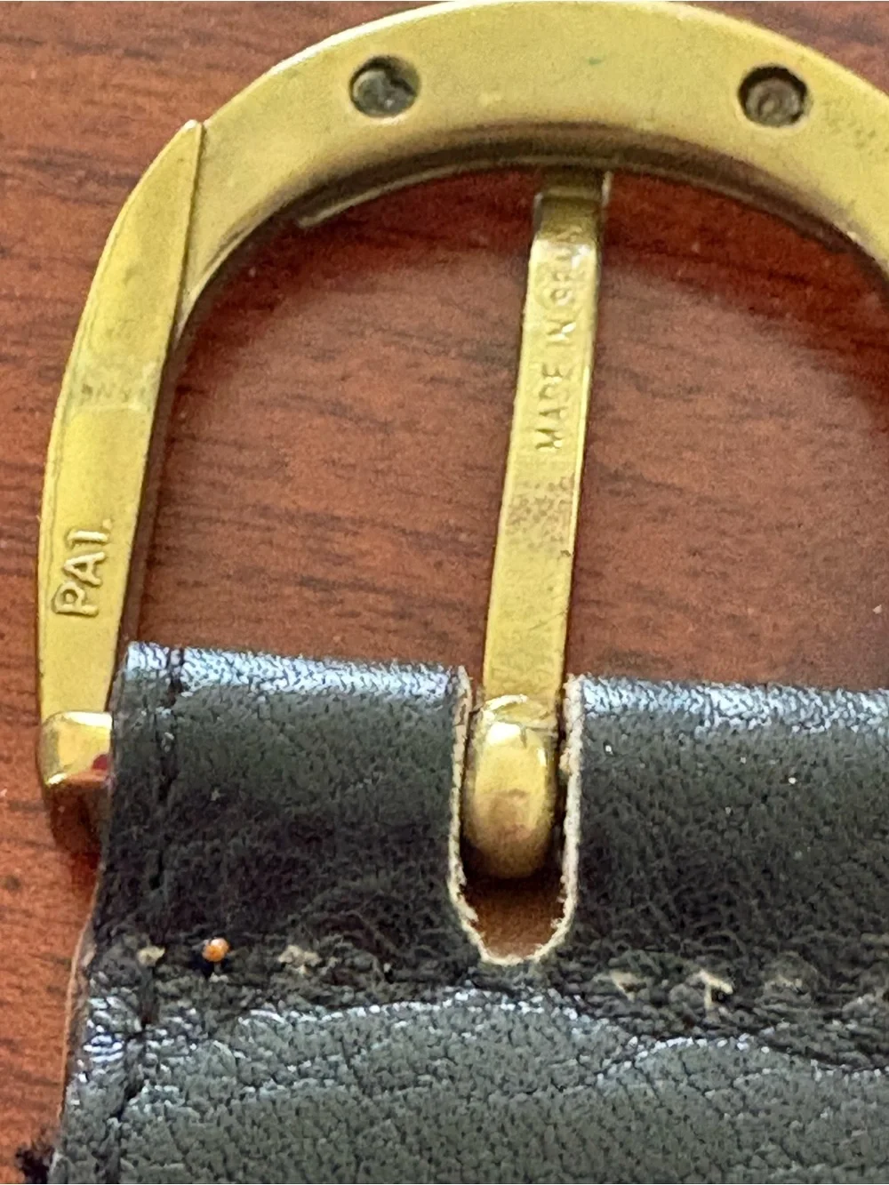 Vtg Christian Dior black leather belt brass CD logo designer belt size 36, Spain